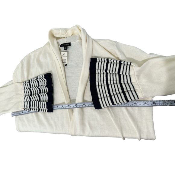 Talbots Cardigan Sweater Open Pleated Bell Sleeve Cashmere Ivory Cream Sz XS - Picture 5 of 8